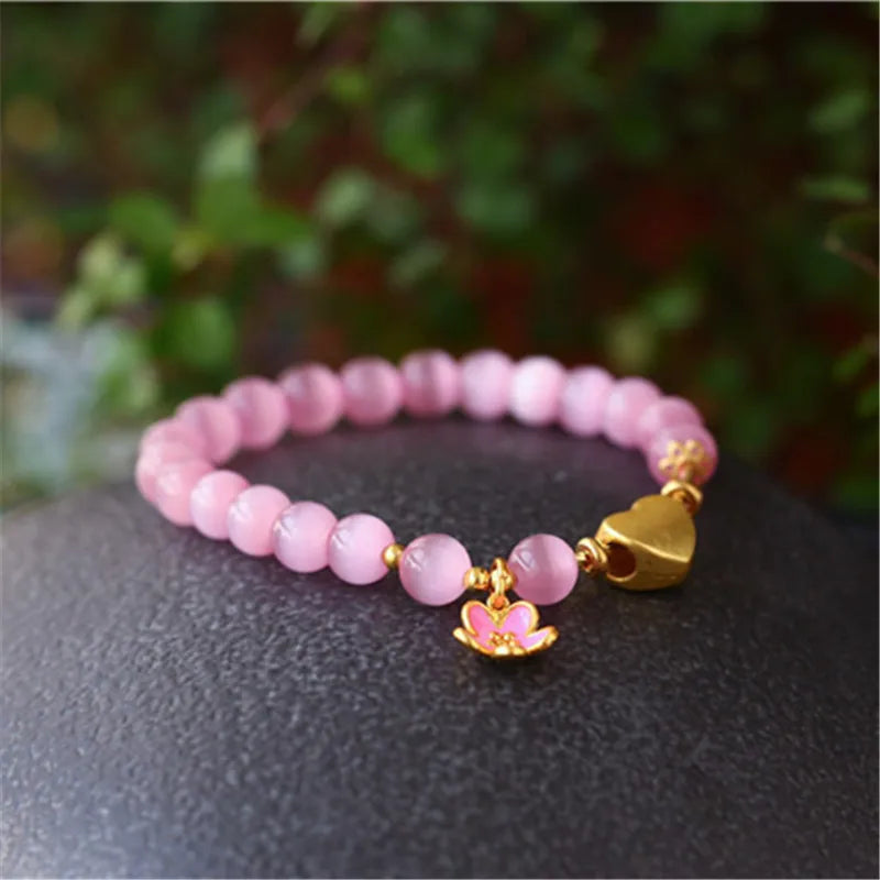 Sorglose Blüte Armband mit rosa Opal