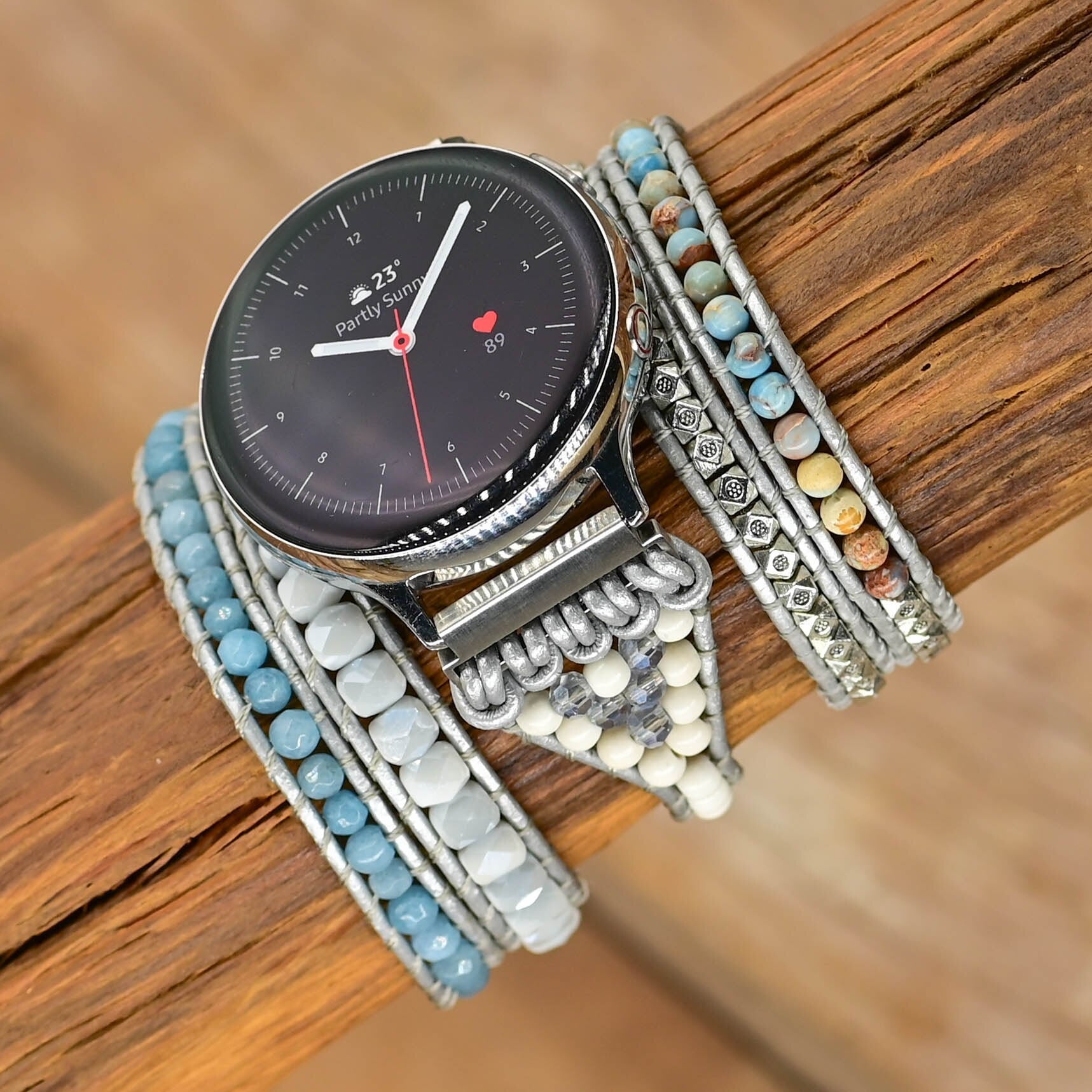Silbernes Harmony Jaspis & Achat Samsung Uhrenarmband