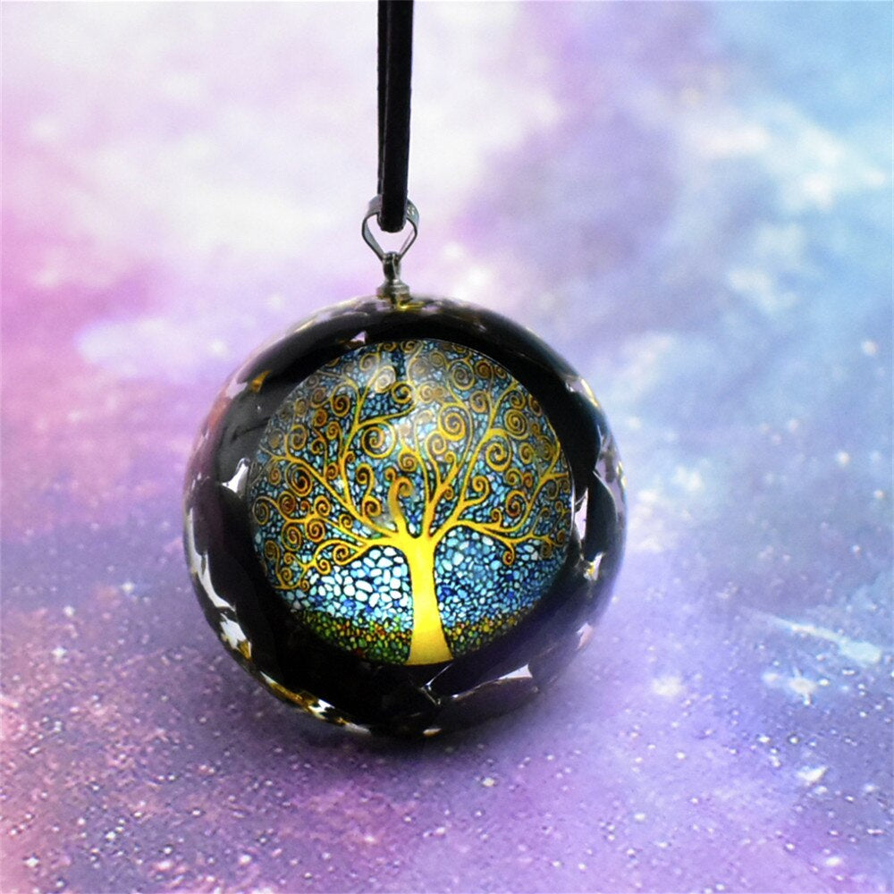 Baum Des Lebens Obsidian Anhänger Halskette