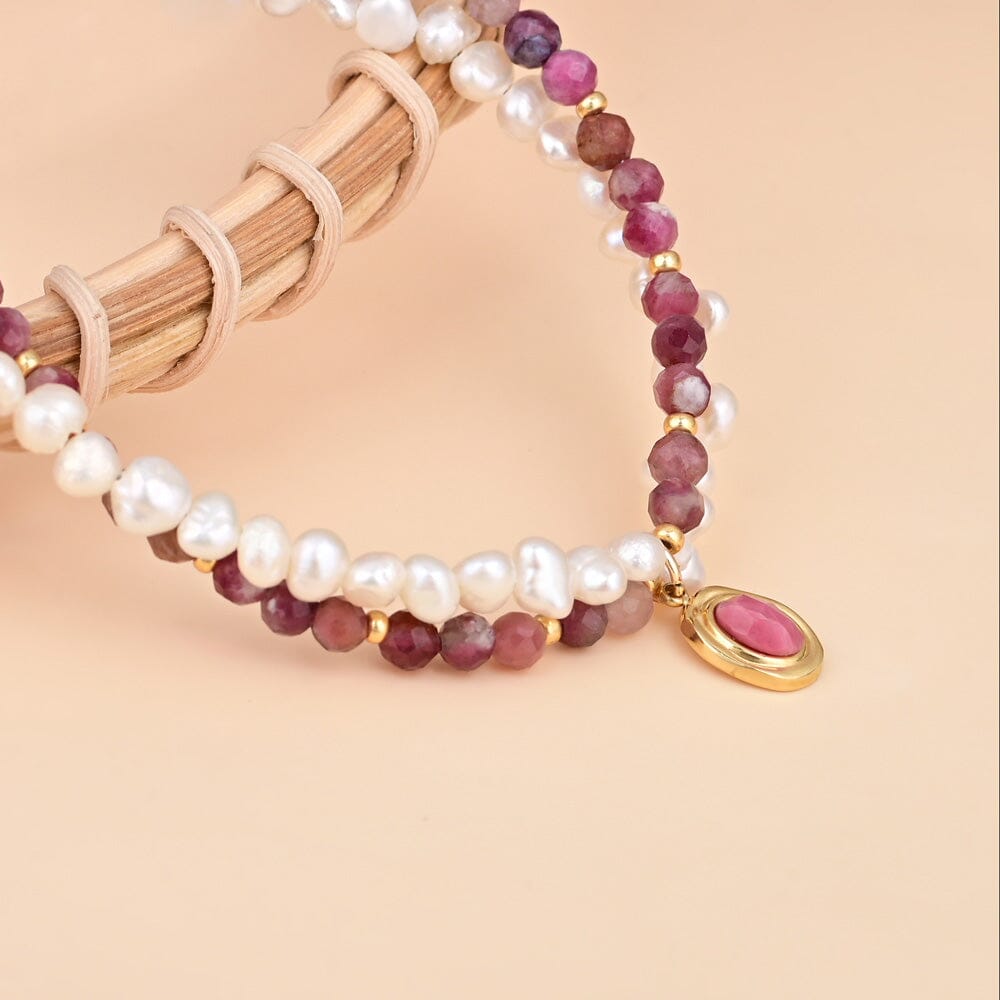 Göttliche Eleganz Armband mit Perle und Rhodochrosit