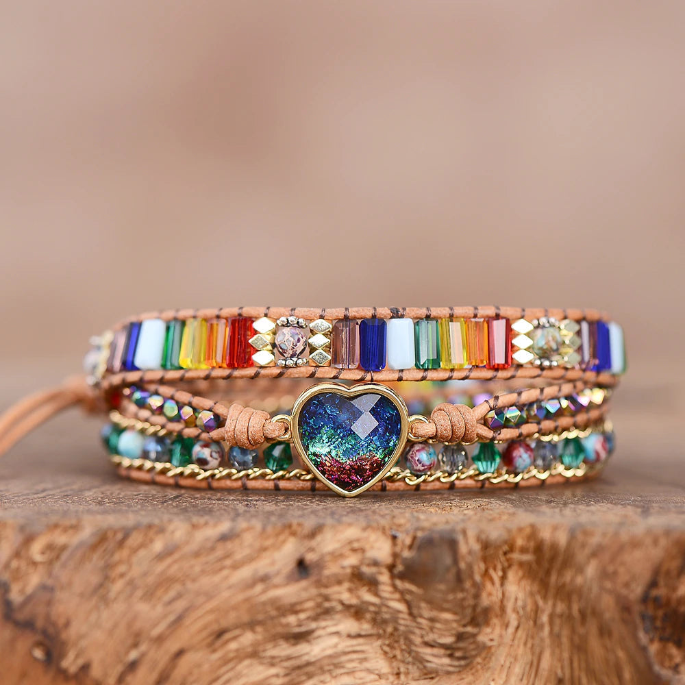 Glänzendes Herz Opal Hämatit & Jaspis-Armband