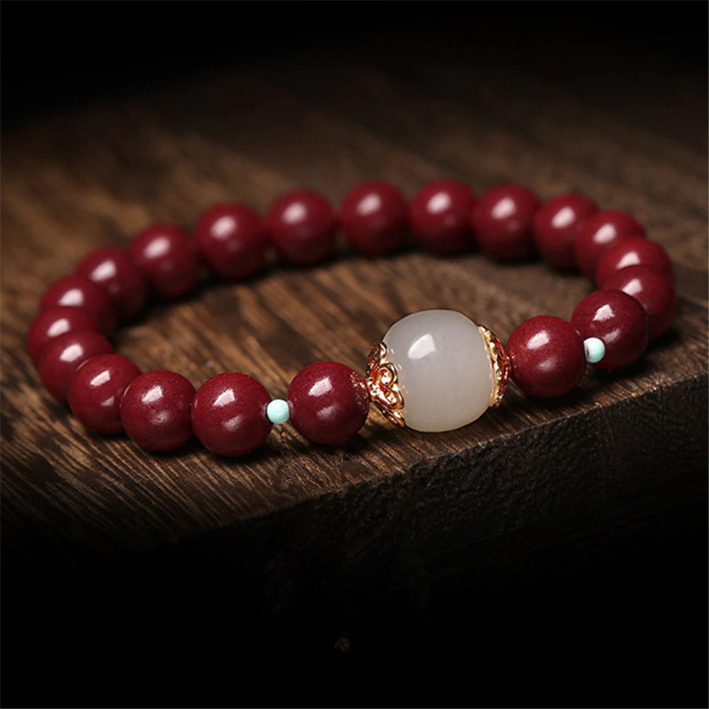 Transformative Kraft Jade & Zinnober Perlen-Armband