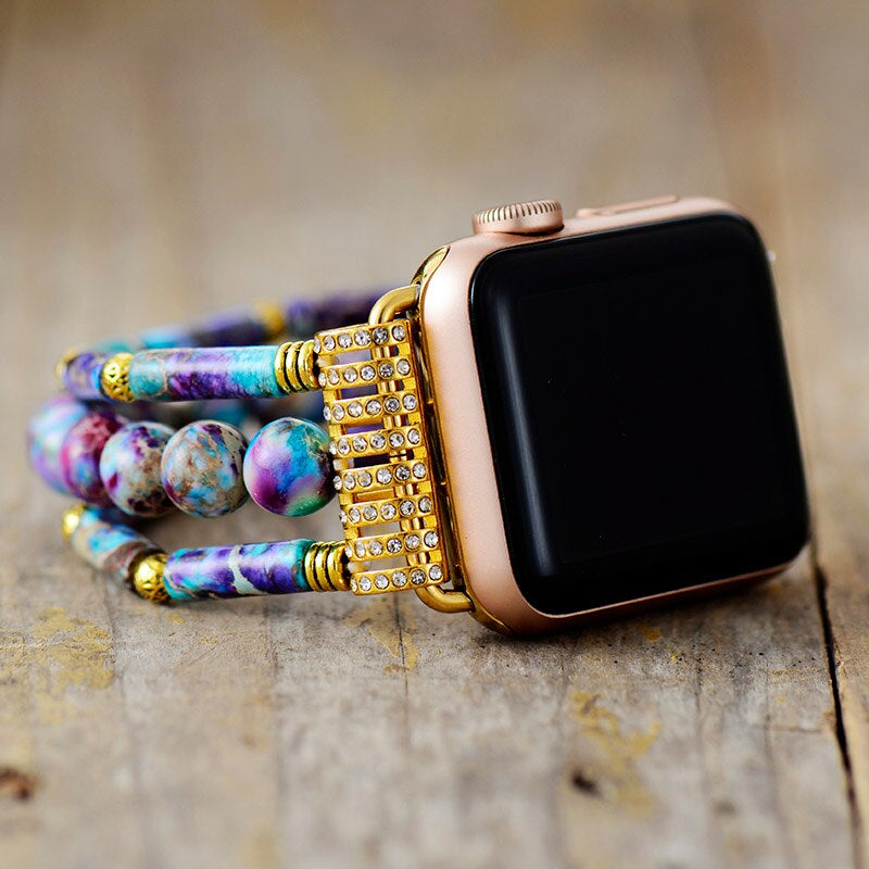 Apple Watch-Uhrenarmband Aus Jaspis Mit Violetter Energie