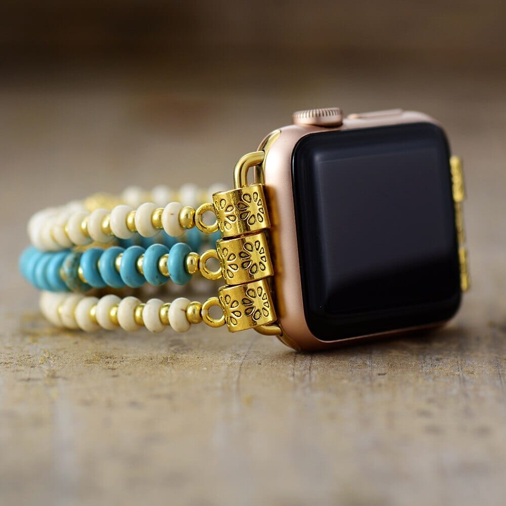 Gelassene Steine Smartwatch-Armband mit Türkis und Howlite