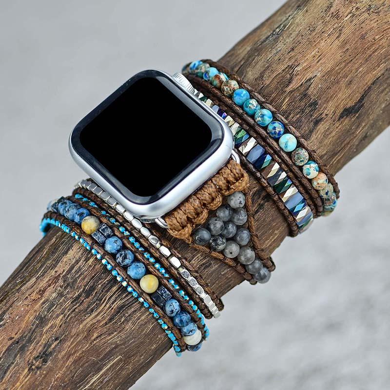 Blaues & Graues Edelstein Apple Watch-Uhrenarmband
