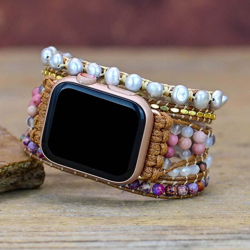 Süßwasser Perlen & Edelsteine Apple Watch Uhrenarmband