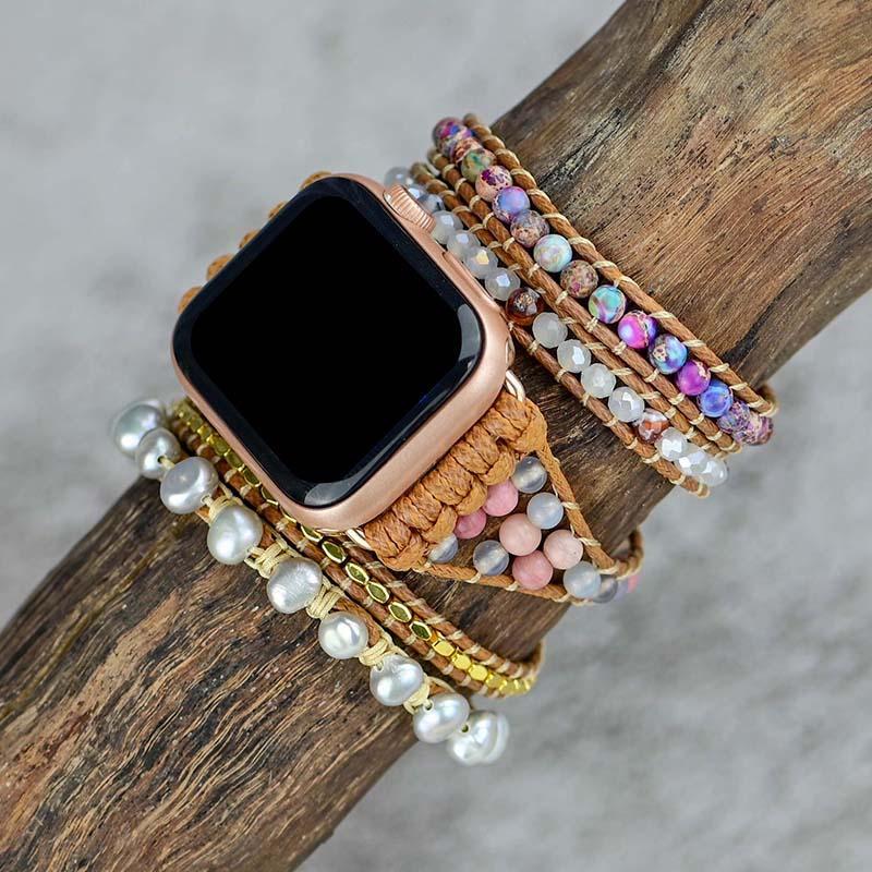 Süßwasser Perlen & Edelsteine Apple Watch Uhrenarmband