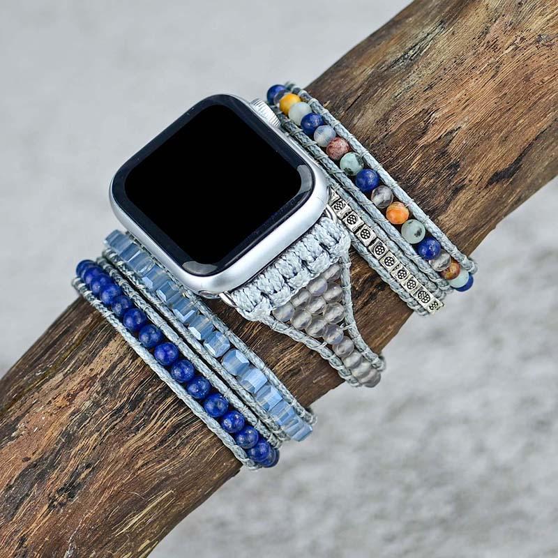 Tiefblaues Lapislazuli-Edelstein Apple Watch Uhrenarmband