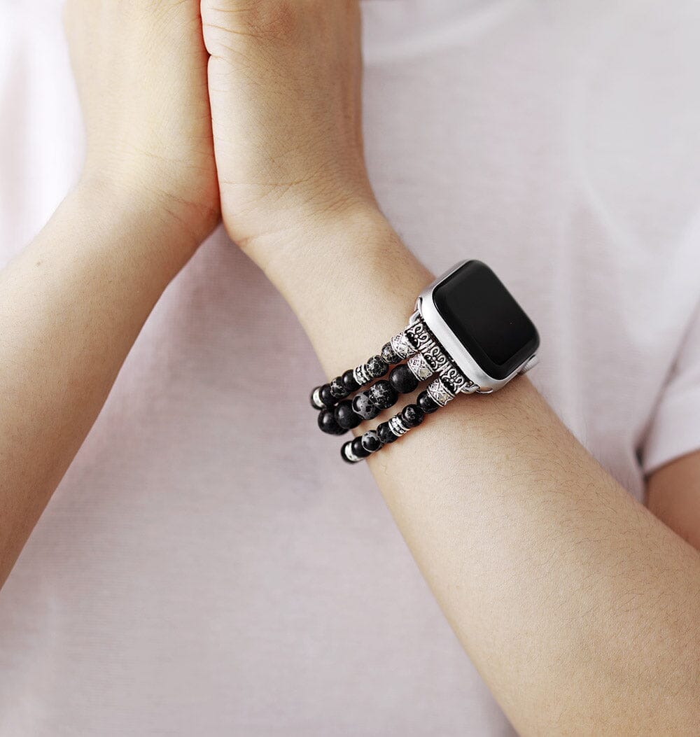Dunkle Mystique Smartwatch-Armband aus natürlichen Edelsteinen