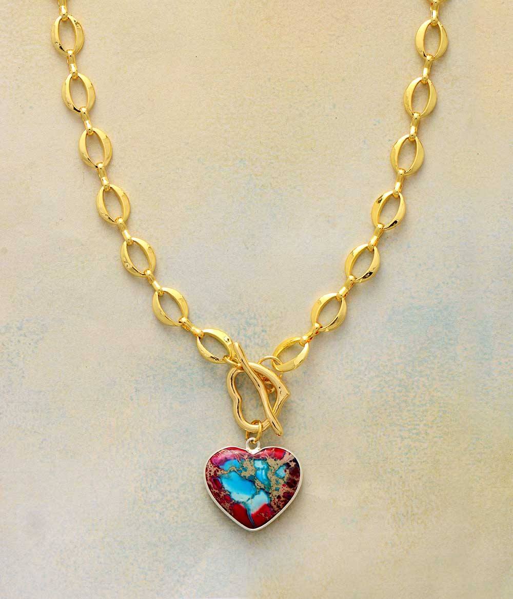 Luxuriöse Goldene Jaspis-Herz-Halskette