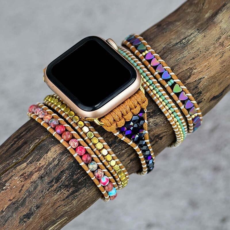 Irisierendes Herz-Edelstein-Apple Watch-Uhrenarmband