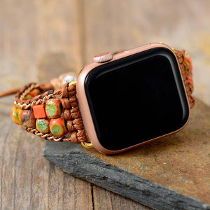 Apple Watch-Uhrenarmband Mit Jaspis-Edelsteinen Im Boho-Stil