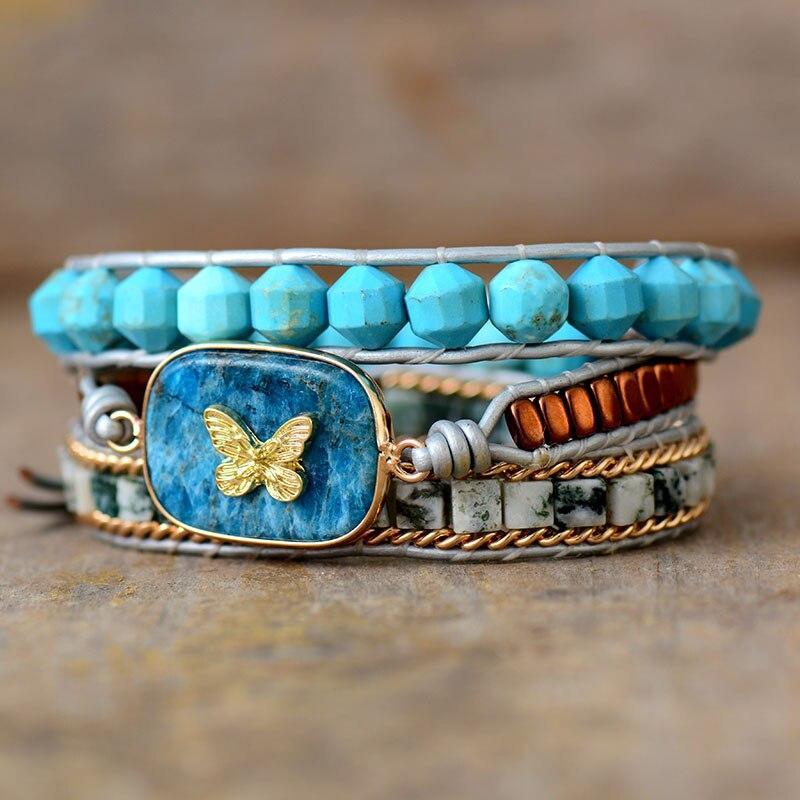 "Hoffnungsvoller Schmetterling" Türkis & Blauer Apatit-Armband