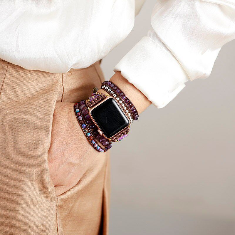Zeitloses Glück Amethyst Apple Watch-Uhrenarmband