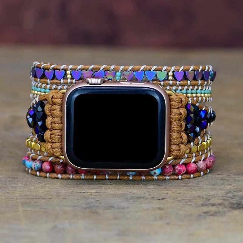 Irisierendes Herz-Edelstein-Apple Watch-Uhrenarmband