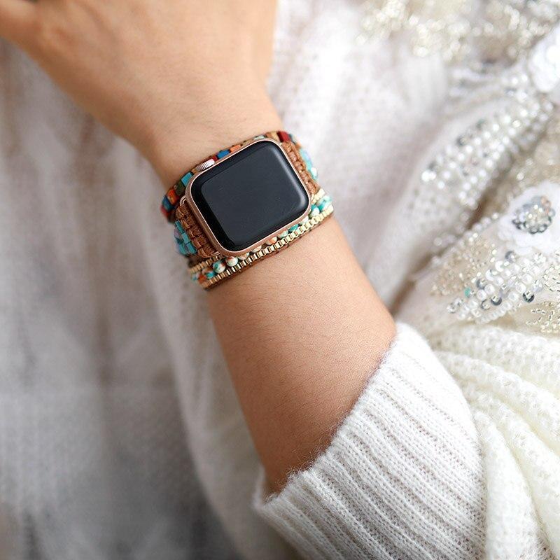 Vibrierendes Quadratisches Jaspis-Edelstein Apple Watch Uhrenarmband