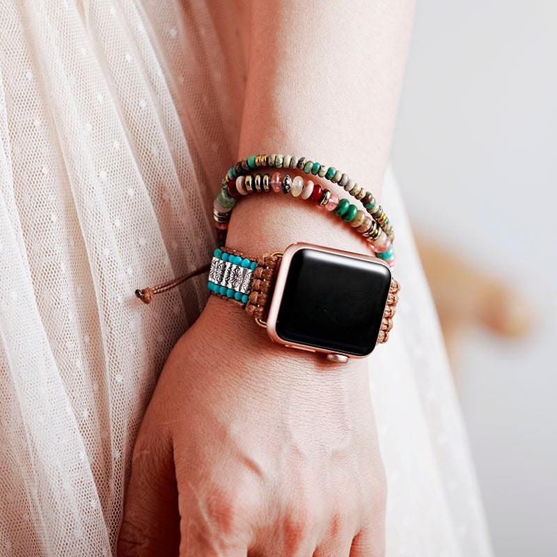 Stimmungserhebendes Howlith & Türkis Apple Watch-Uhrenarmband