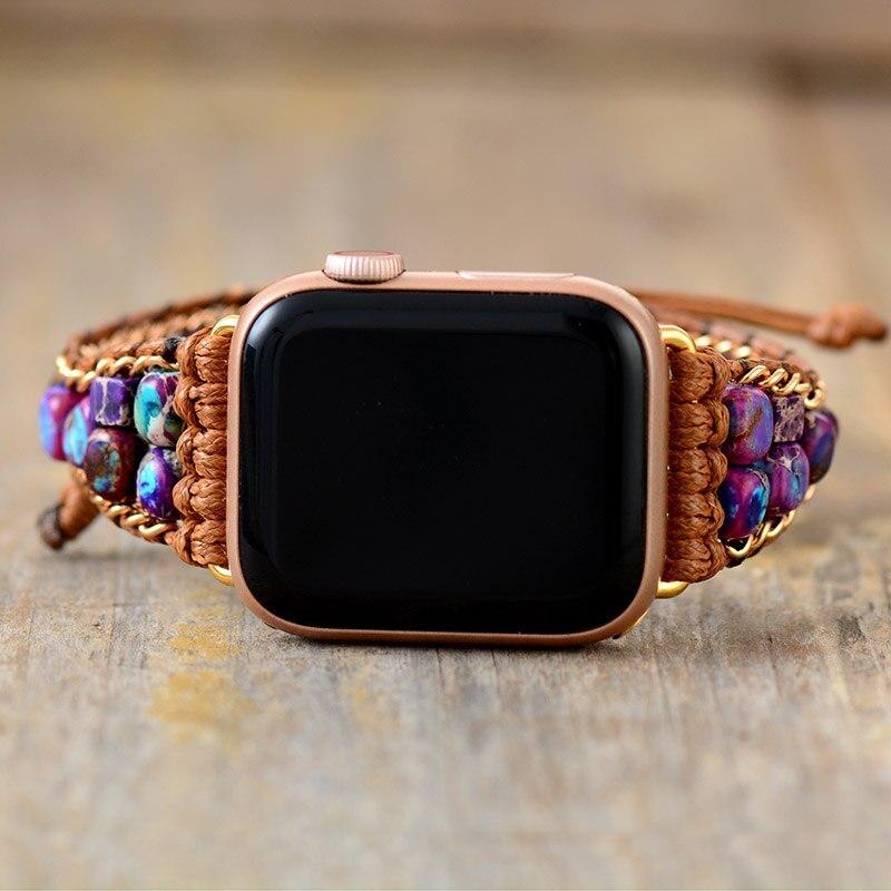 Apple Watch-Uhrenarmband Mit Jaspis-Edelsteinen Im Boho-Stil