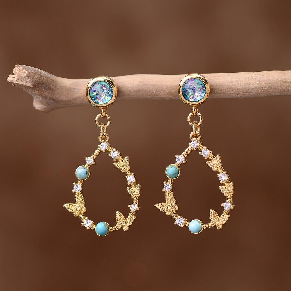 Zierliche Opal-Ohrringe Mit Wassertropfen